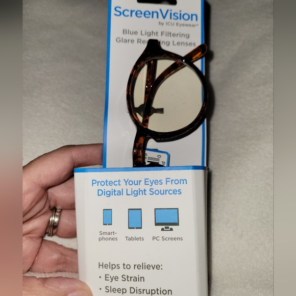 Screen Vision Blue Light Blocking Glasses Large Brown & Black Round Eye Glasses - Picture 1 of 7